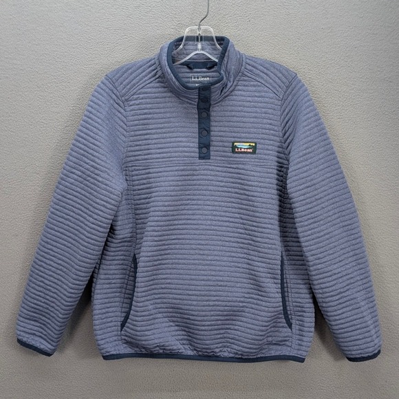 LL Bean Airlight Knit Sweater Womens M Pet Pullover Fleece Snap Button Mock Neck - Picture 2 of 10